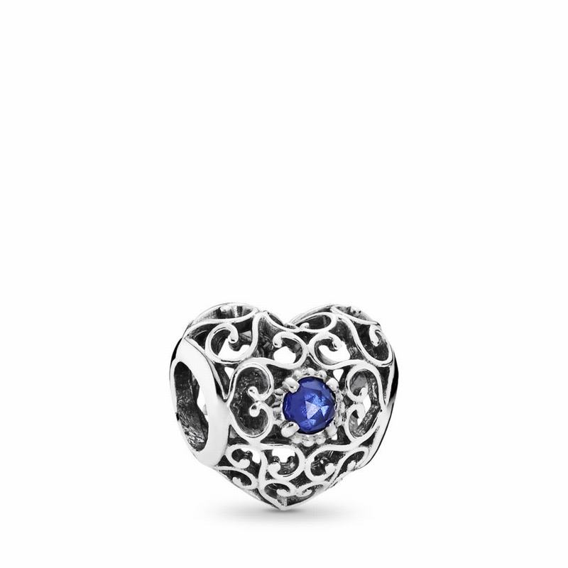 Pandora September Signature Heart Charm Clearance NZ, Sterling Silver (607853-YGF)